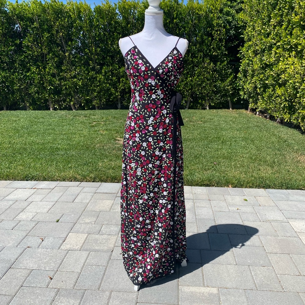 Maxi dress with floral embellishments throughout - Size medium